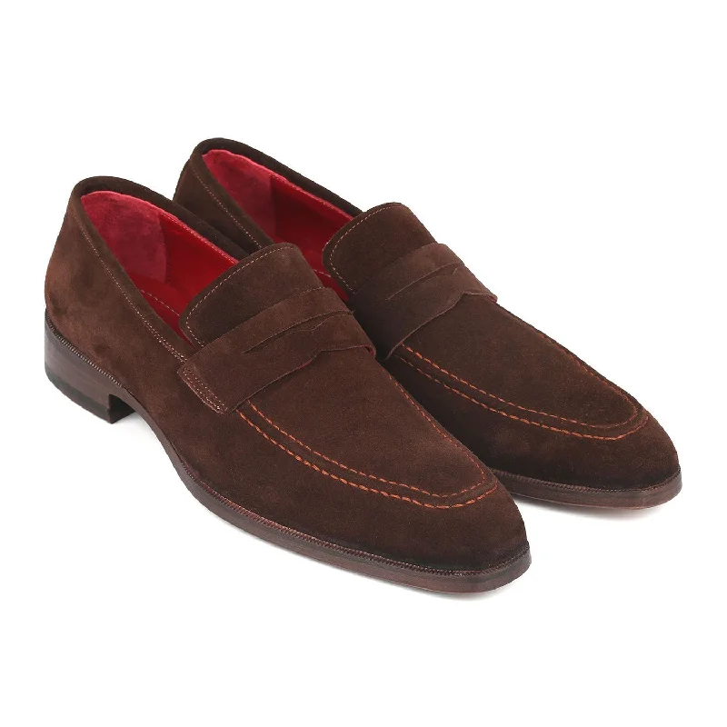 comfy everyday loafers-Paul Parkman 10SD83 Men's Shoes Brown Suede Leather Penny Loafers (PM6321)