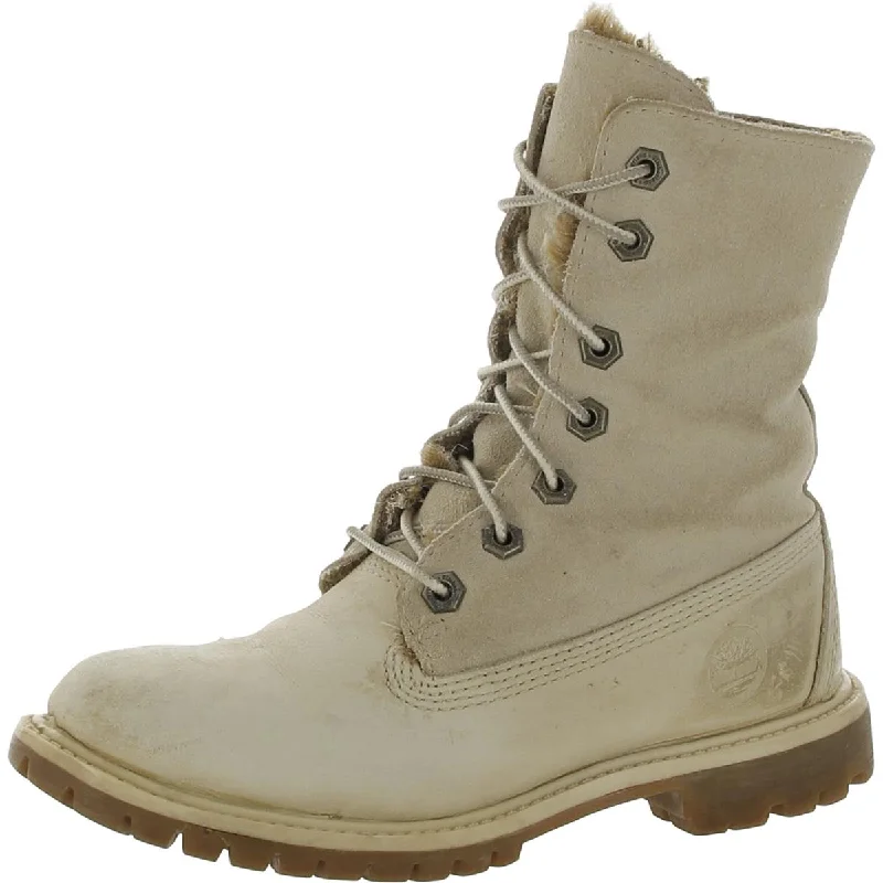 Stylish boots for snowy weather adventures -Timberland Womens Fleece Lined Nubuck Combat & Lace-up Boots