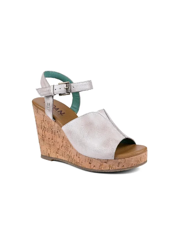 women’s sandals with ankle heels -ROAN Deduction Cork Wedge Sandals