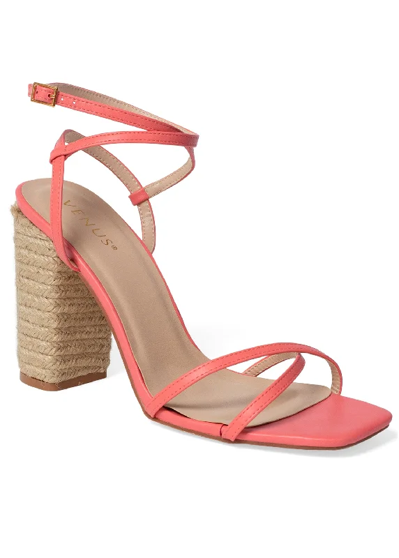 men’s sandals with adjustable straps -Lori Block Heel Sandals - Sugar Coral