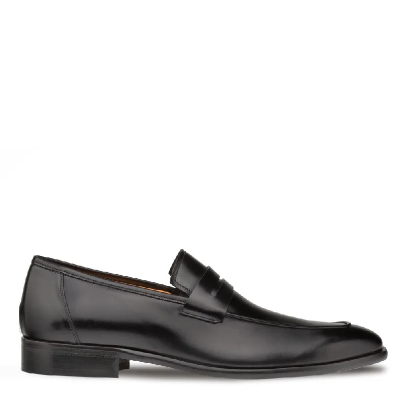 lightweight travel loafers-Mezlan E20243 Men's Shoes Black Calf-Skin Leather Penny Loafers (MZ3402)