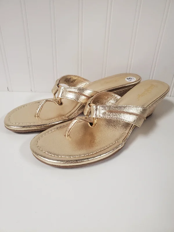 sandals for summer treks -Sandals Designer By Lilly Pulitzer In Gold, Size: 8.5