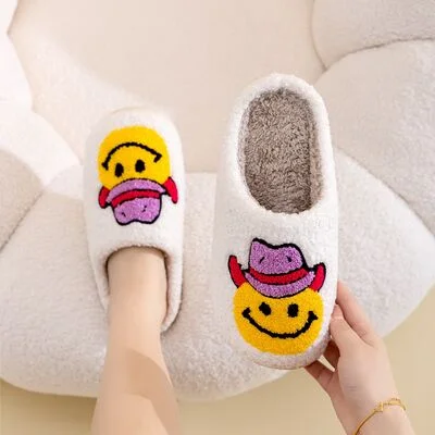 Slippers with playful patterns-Melody Smiley Face Slippers