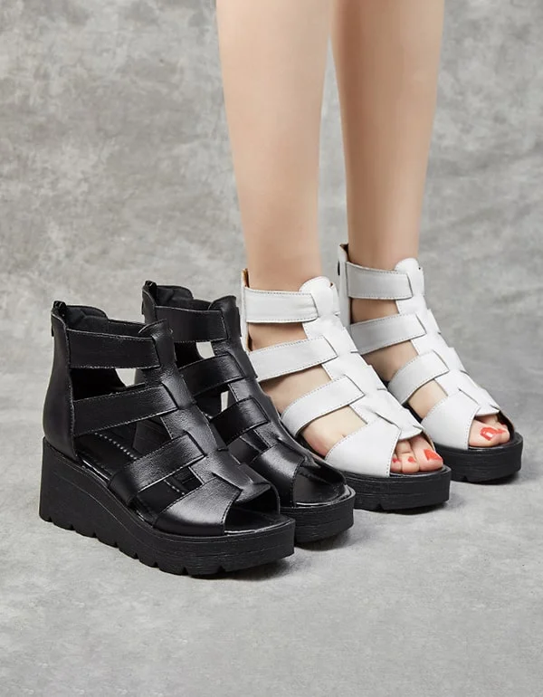 women’s sandals with ankle straps -Women's Straps Rome Retro Wedge Sandals