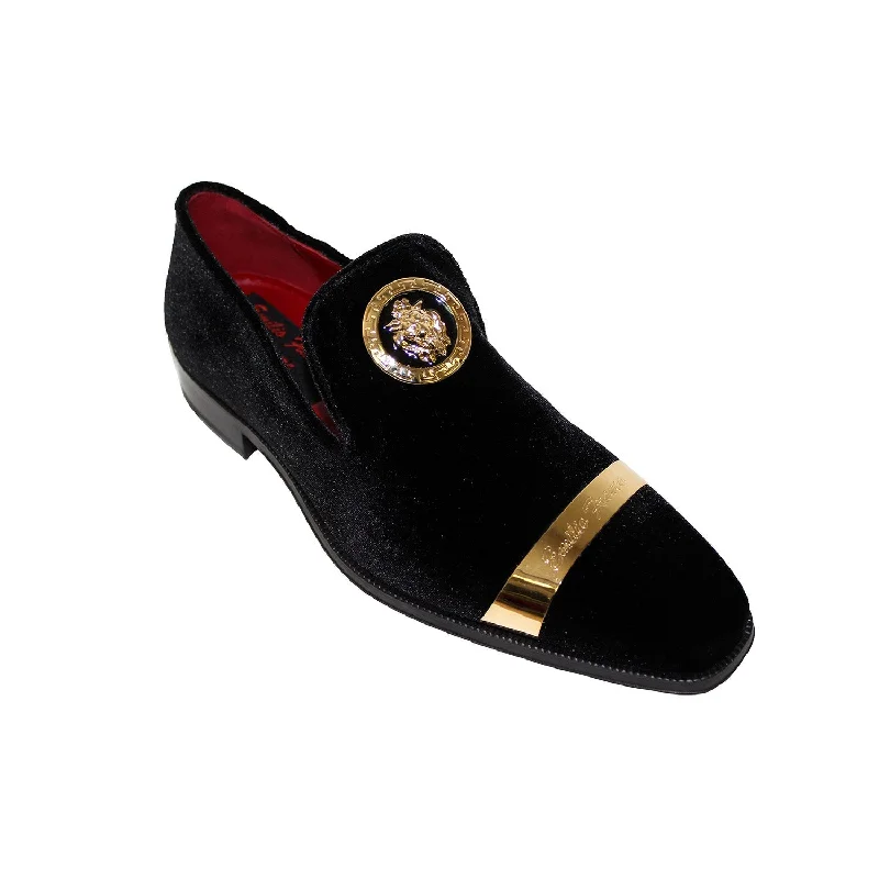 lightweight casual loafers-Emilio Franco EF13P Men's Shoes Black Velvet Formal Loafers (EFC1000)