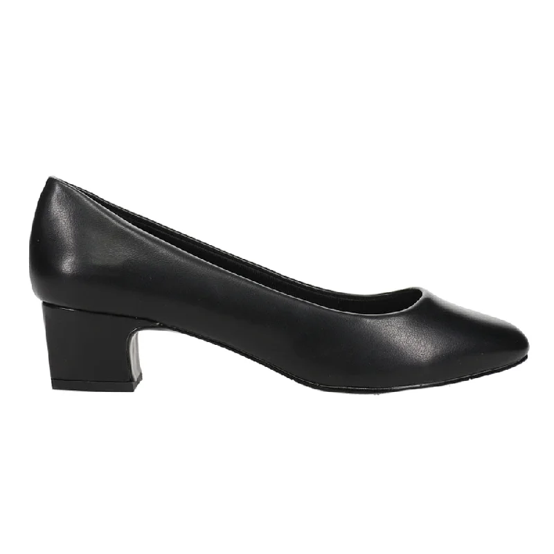 high heels for pairing with denim outfits -Prim Round Toe Block Heel Pumps