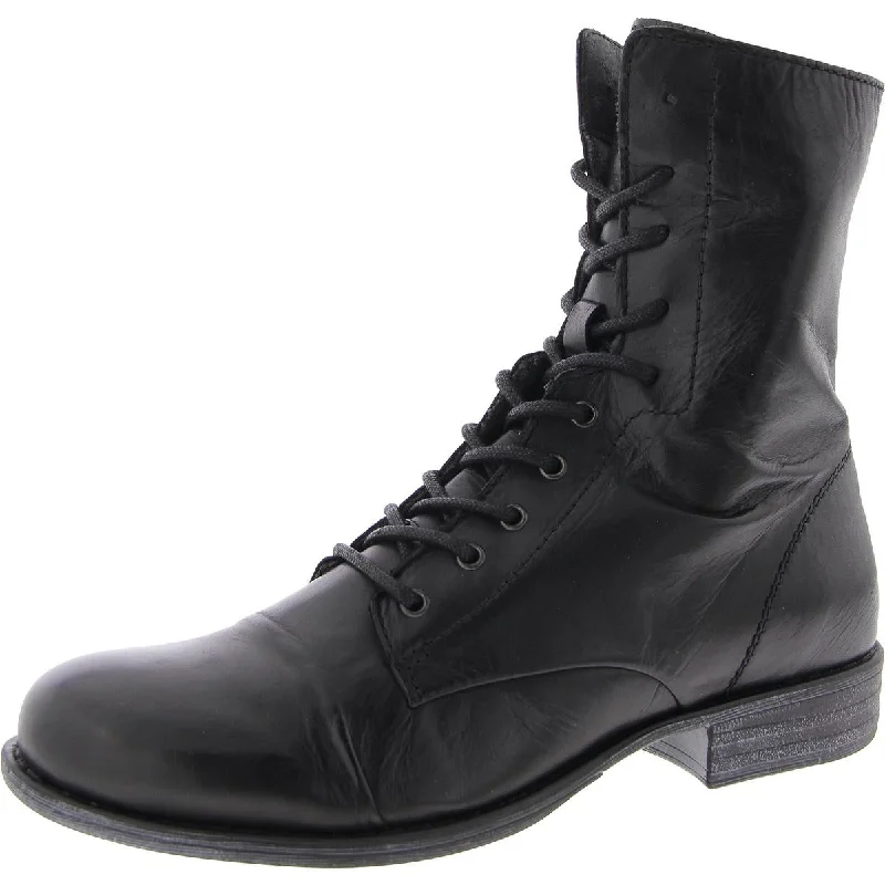 Vegan boots for women -Miz Mooz Womens Lukas Lace Up Pull On Combat & Lace-Up Boots