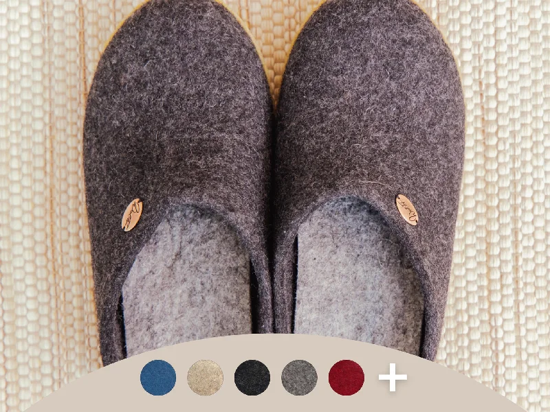 Slippers with cozy vibes-WoolFit Classic | Felt Slippers with Insoles & Rubber Sole