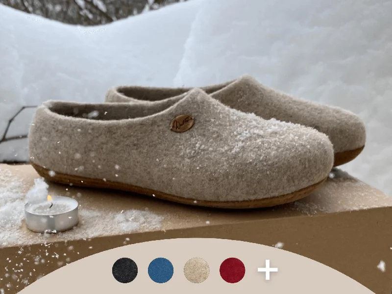 Slippers for home vibes-WoolFit Classic | Closed-Heel Slippers with Insoles & Leather Sole