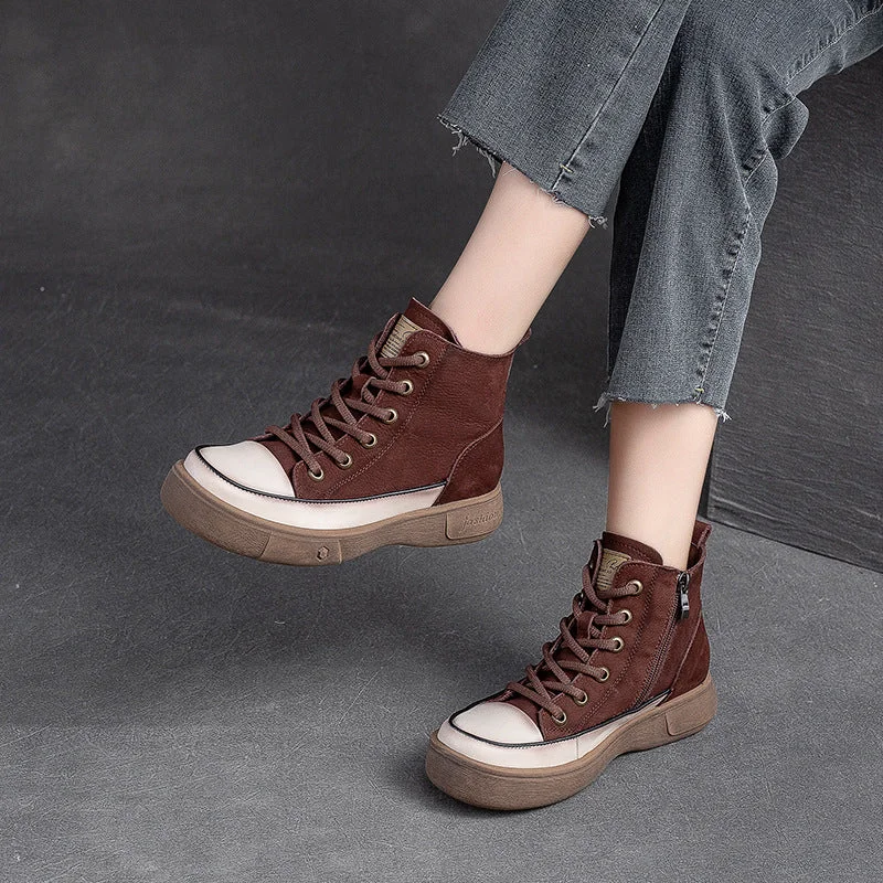 Low heel boots for everyday wear -Women Casual Leather Minimalist Fashion Boots